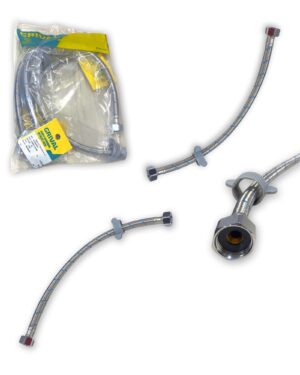 Acople Metálico Grival de 40 cm para lavamanos con conexiones de 1/2" x 1/2".