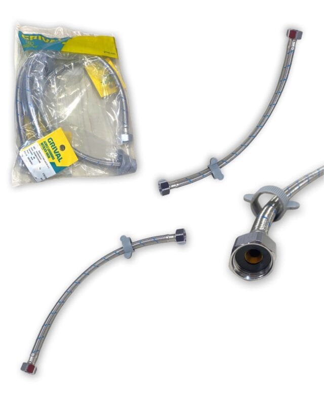 Acople Metálico Grival de 40 cm para lavamanos con conexiones de 1/2" x 1/2".