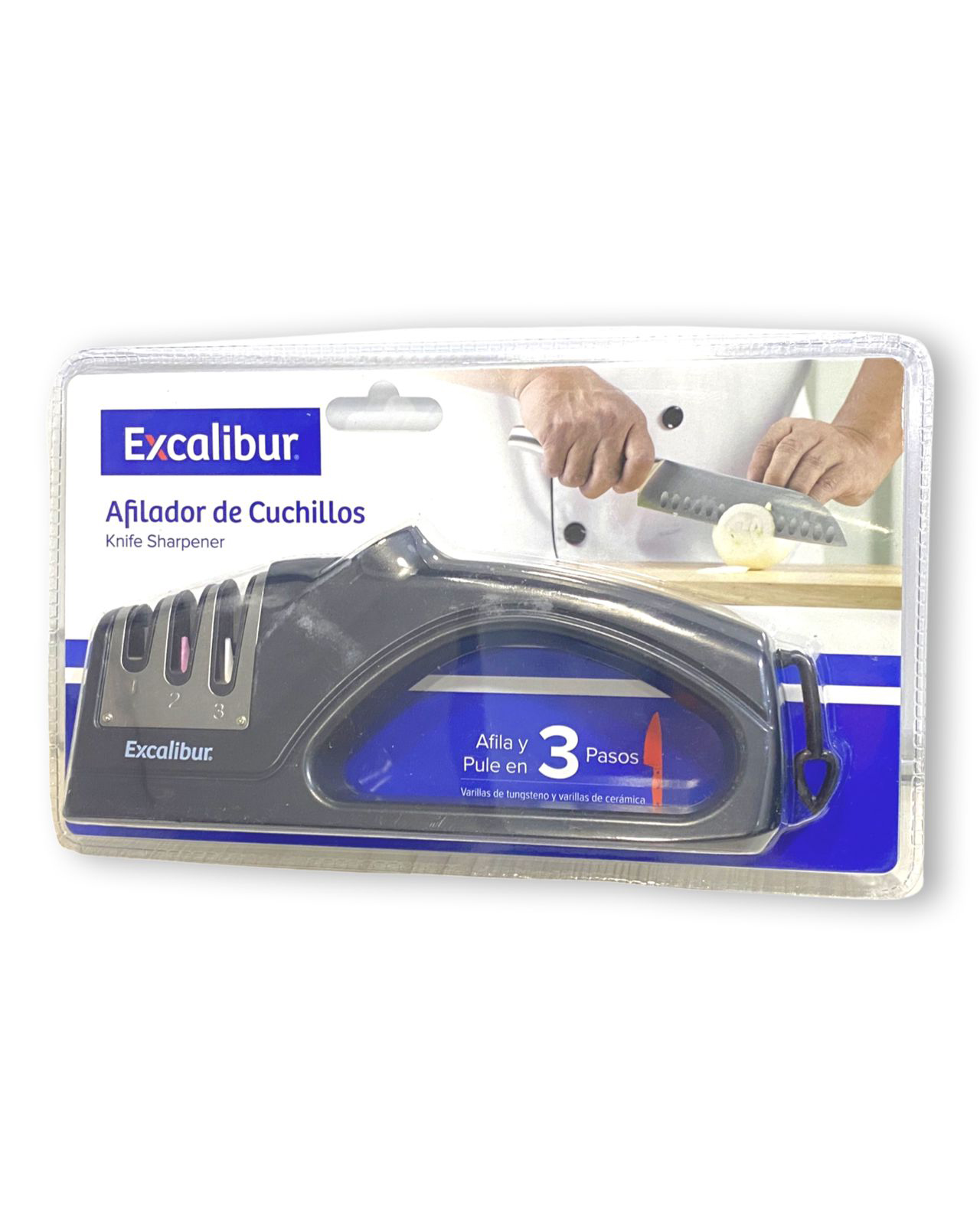 Afilador de cuchillos 3 pasos con agarre excalibur