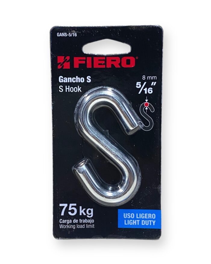 Gancho "S" Fiero 75KG 5/16 8MM - Imagen 1