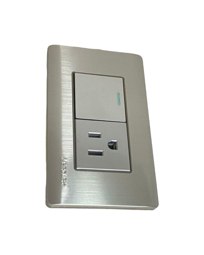 Toma + Apagador Metalico Mercury Premium - Imagen 1