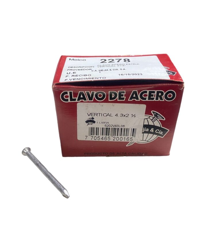 Clavo Acero Estria Vertical #2 1/2 - Imagen 1
