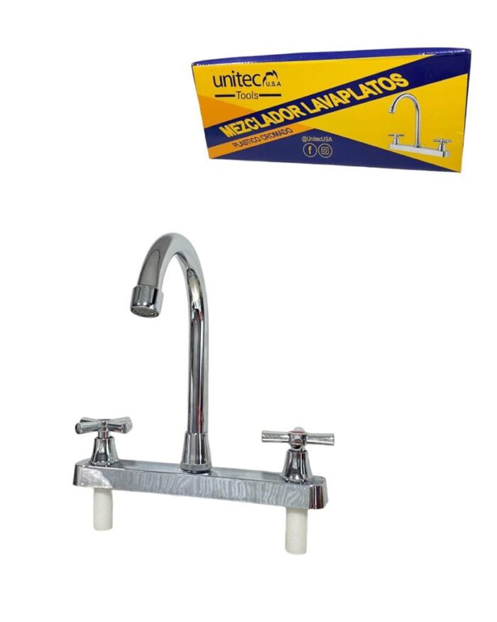 Mezclador Lavaplatos Plastico Cromado Unitec - Imagen 1