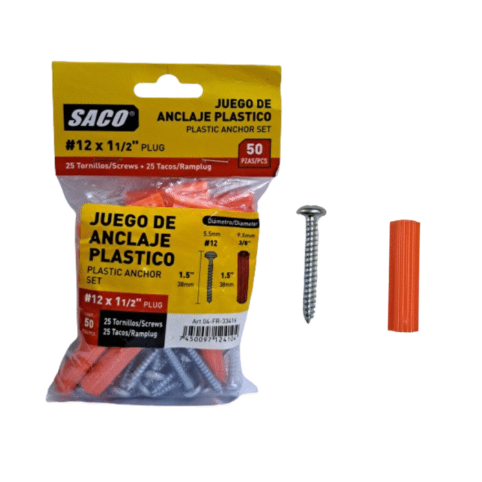 Chazo Plastico Naranja 12x1 1/2" Saco - Imagen 1