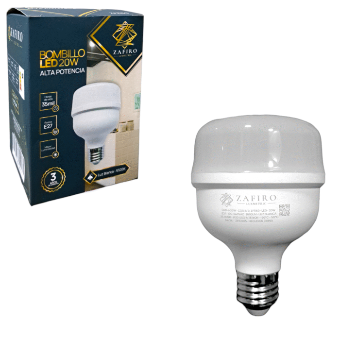 Bombillo Led 20W Luz Blanca Zafiro - Imagen 1