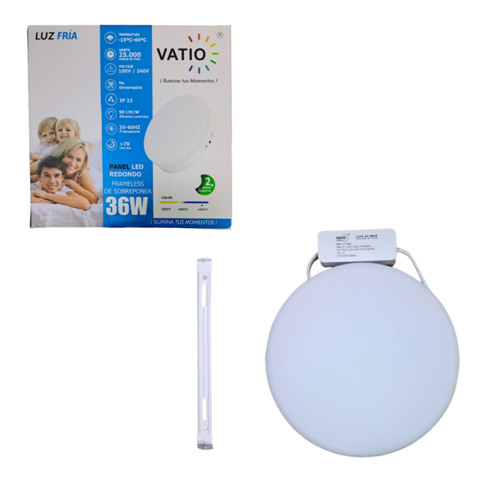 Panel Led Frameless Sobreponer Redonda 36w Vatio - Imagen 1