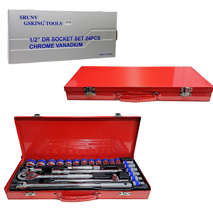 Ratchet 1/2 24 Pcs Con Palanquin Caja Metalica Crome Vanadium - Imagen 1