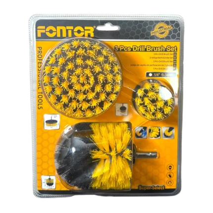 Cepillo para taladro Fontor juego de 3 piezas para limpieza profunda