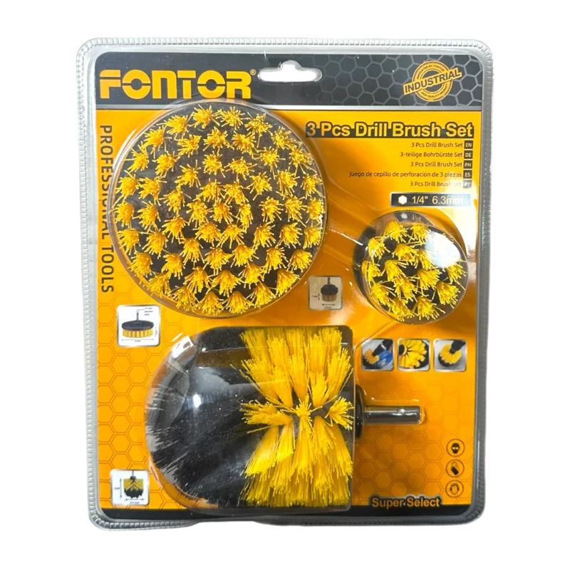 Cepillo para taladro Fontor juego de 3 piezas para limpieza profunda