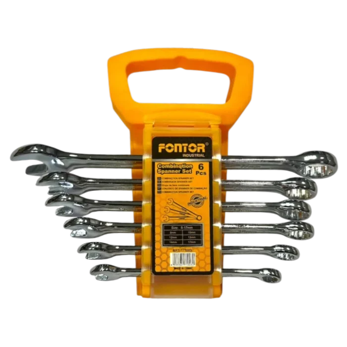 JUEGO DE LLAVES MIXTA 6PCS (8-17MM) FONTOR Juego de Llaves Mixtas Fontor 6 Piezas (8–17 mm) – Set Profesional