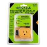 Protector de voltaje con switch Brickell BK-2674, 20A 120V con voltaje mínimo ajustable. Protege televisores, electrodomésticos y equipos electrónicos. Certificado RETIE.