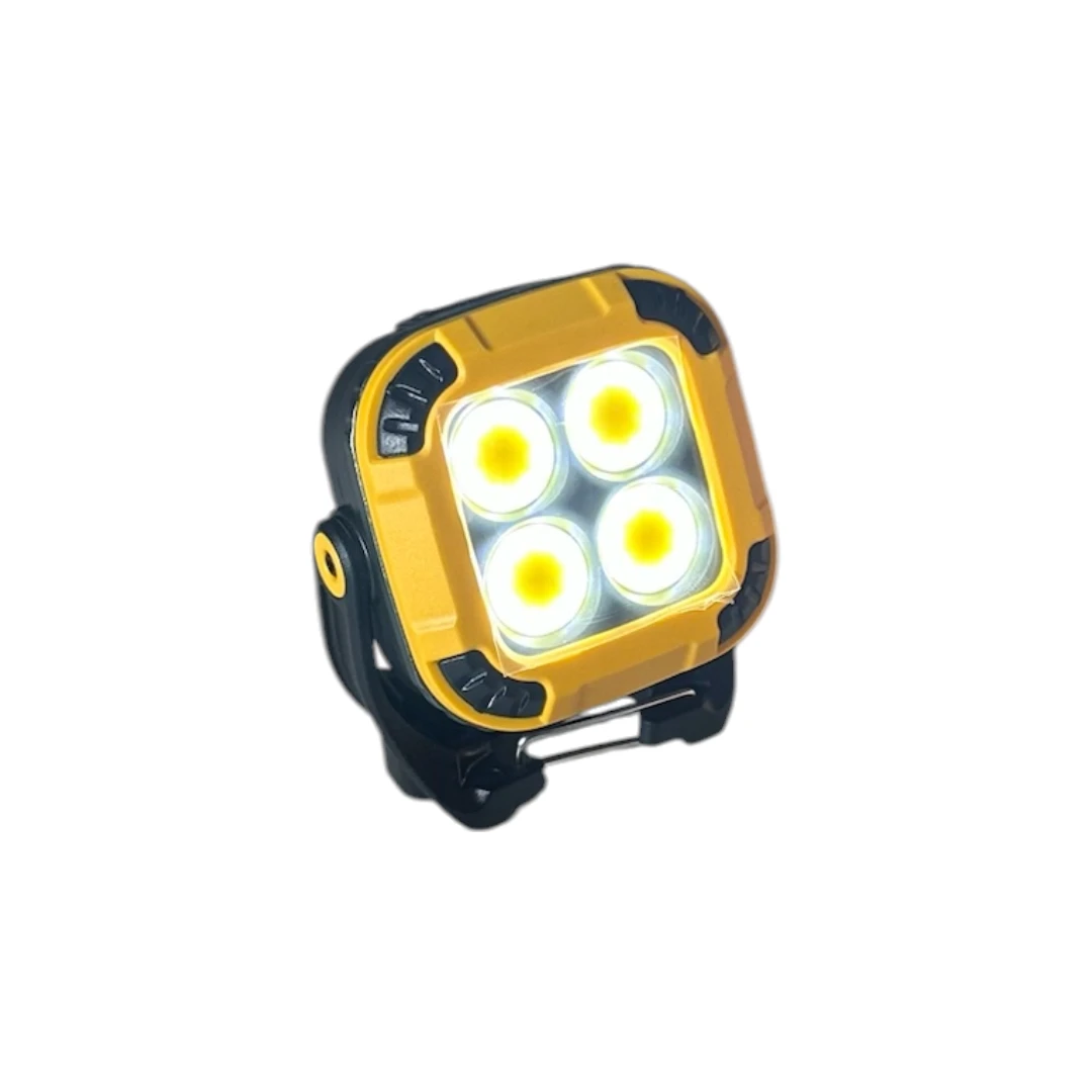 reflector LED recargable eflector LED recargable con base giratoria, imán y luz fría/cálida. Ideal para taller, obra, mecánica y emergencias. Disponible en El Machetico Colombia.