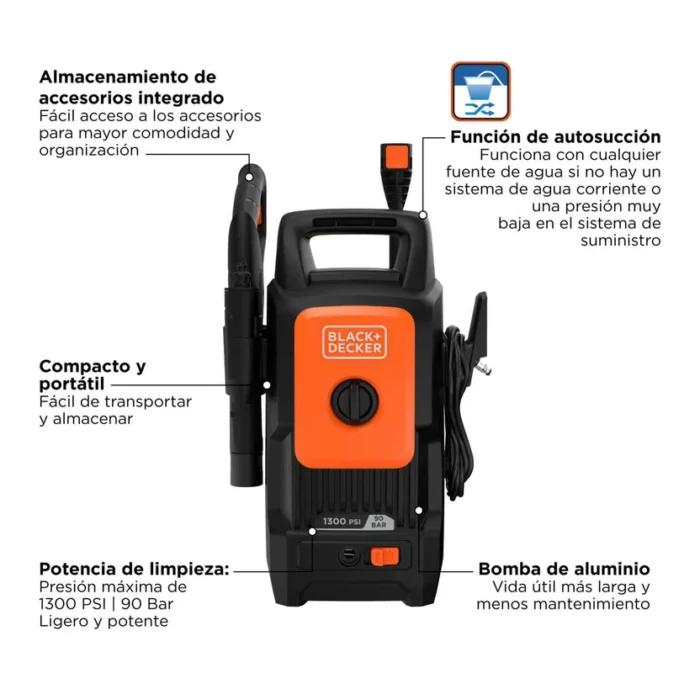 Hidrolavadora Black & Decker 1300 PSI - Imagen 3