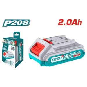 Batería de litio TOTAL 20V 2.0Ah con indicador LED. Compatible con toda la línea inalámbrica P20S de TOTAL. En El Machetico, envíos desde Cúcuta a Colombia.